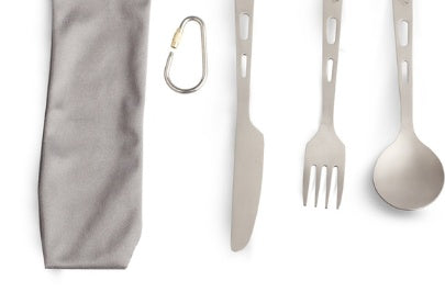 Outdoor Camping Portable Pure Titanium Three-piece Knife, Fork And Spoon